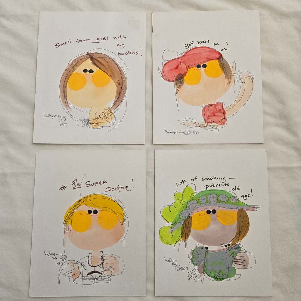 Vintage Helyn Mann 1987 Set of 4 Watercolors Signed 8 x 10 *read*